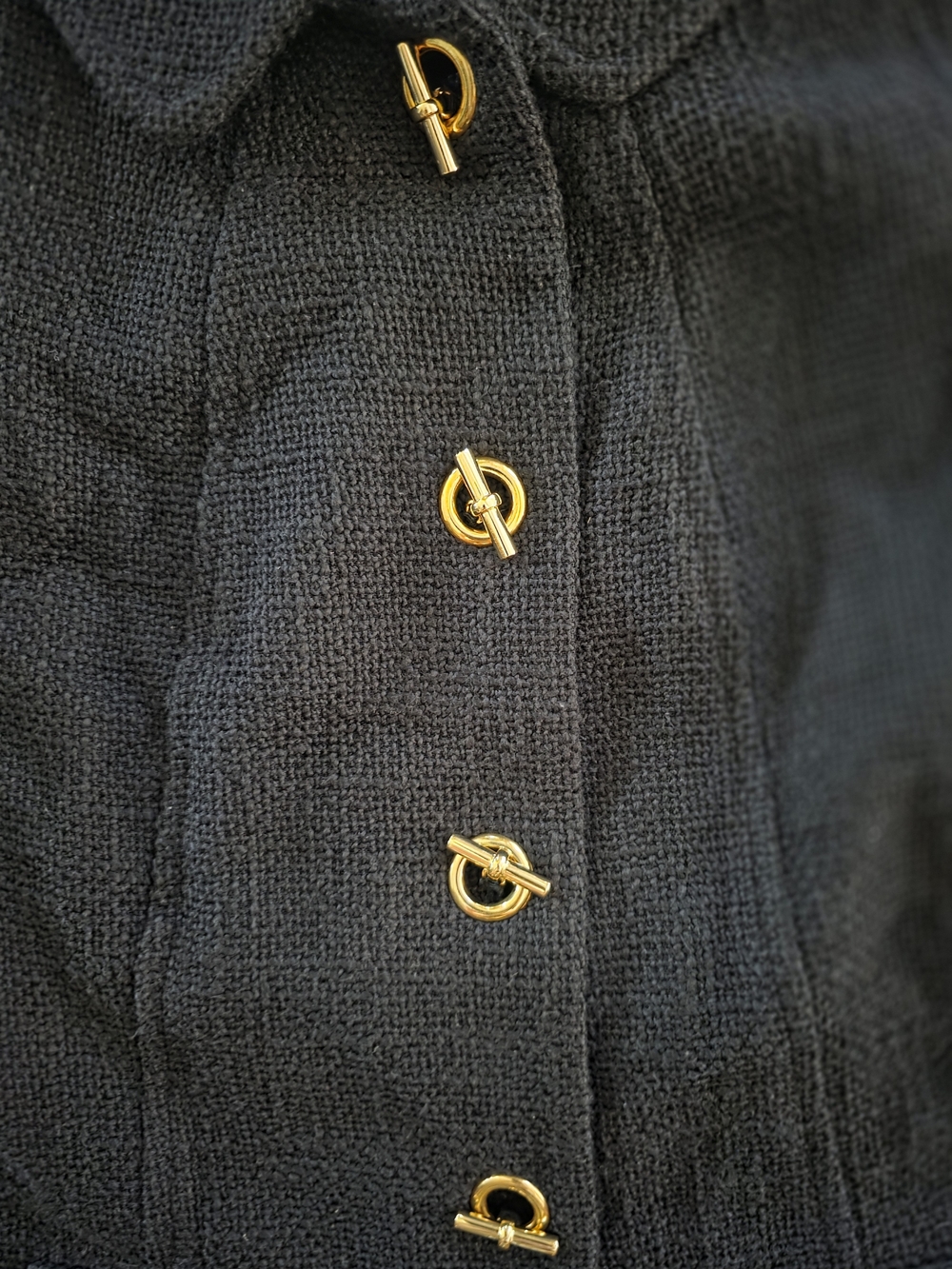 Milly Vintage Navy Textured Wool-Blend Pea Coat with Gold Buttons - Picture 3 of 5